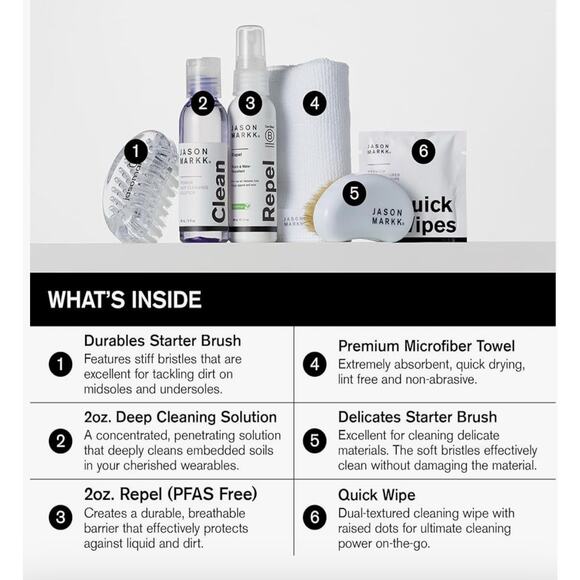 Jason Markk Starter Box, Shoe Cleaning Kit, 5-Piece Set, Deep Cleaning Solutions - Picture 3 of 9